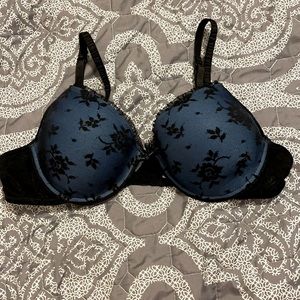Aerie Blue with Black Lace T-shirt Bra